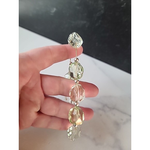 Vintage Green And Clear Beaded Stretchy Plastic Bracelet - Picture 6 of 10